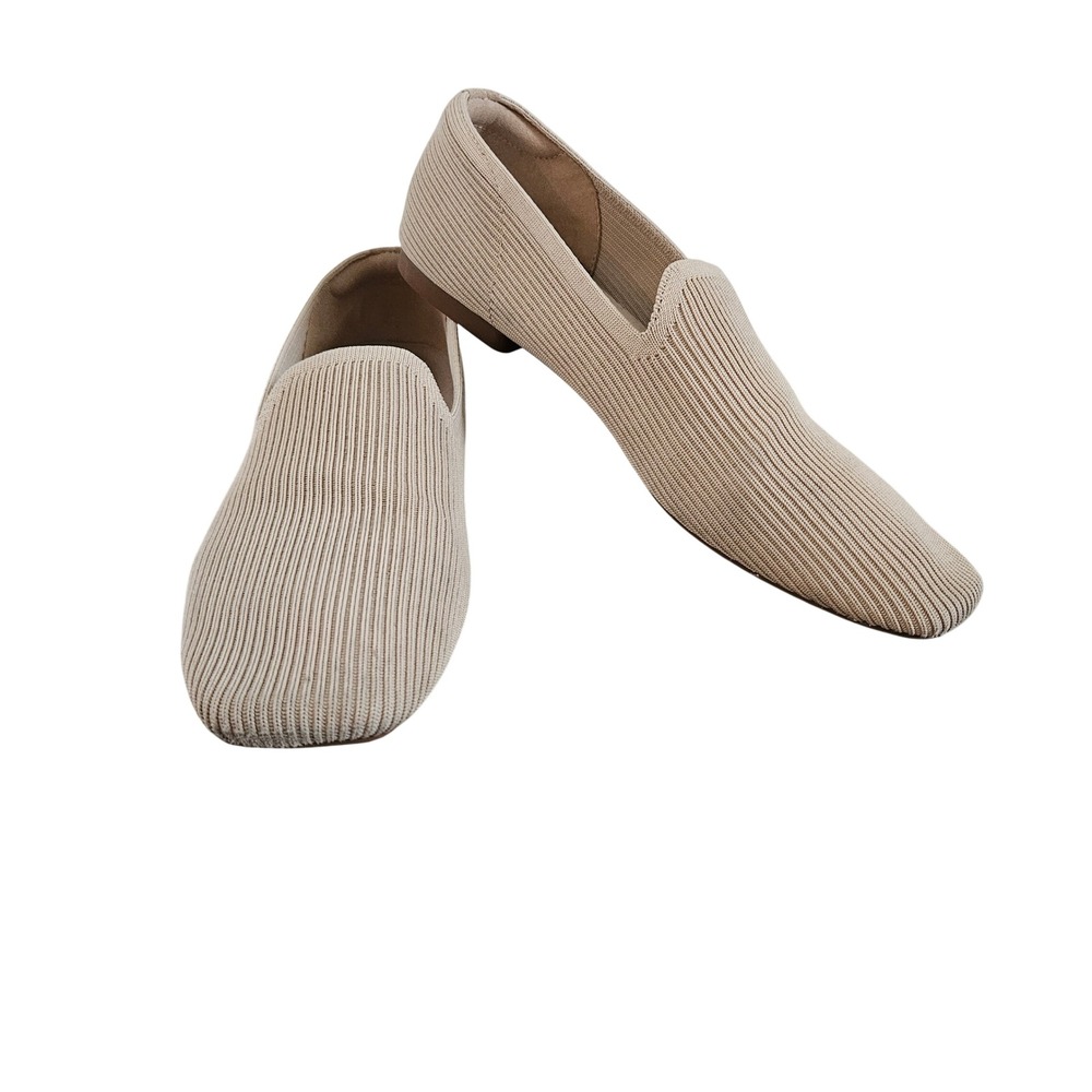 Vivaia Margot 2.0 Square Toe Knit Loafers Almond Beige Flats Size 42